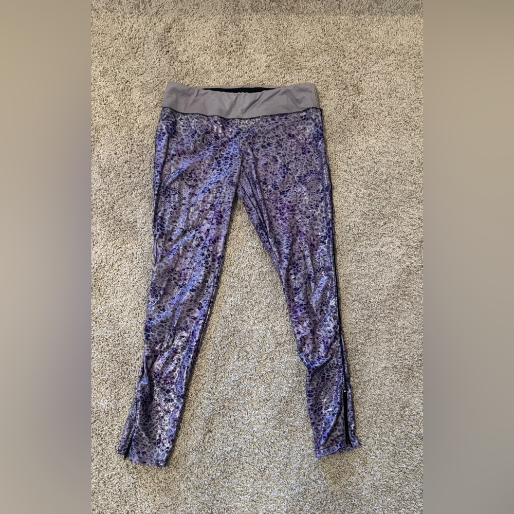 Purple leopard bebe sport workout pants
